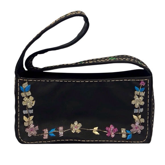 Black Purse with Beaded Embellishments. Pre owned - Picture 1 of 4